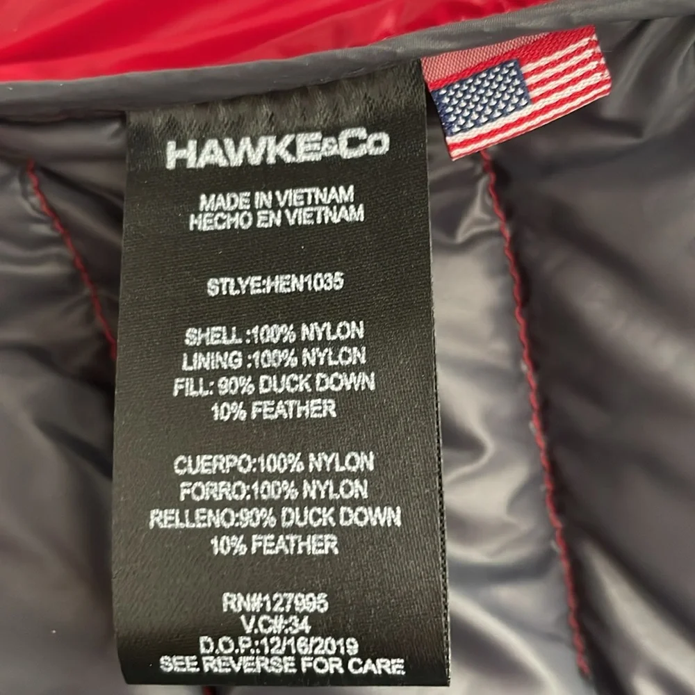 Hawke & Co Sport Men’s Red Down-Filled Performance Packable Jacket XXL EUC